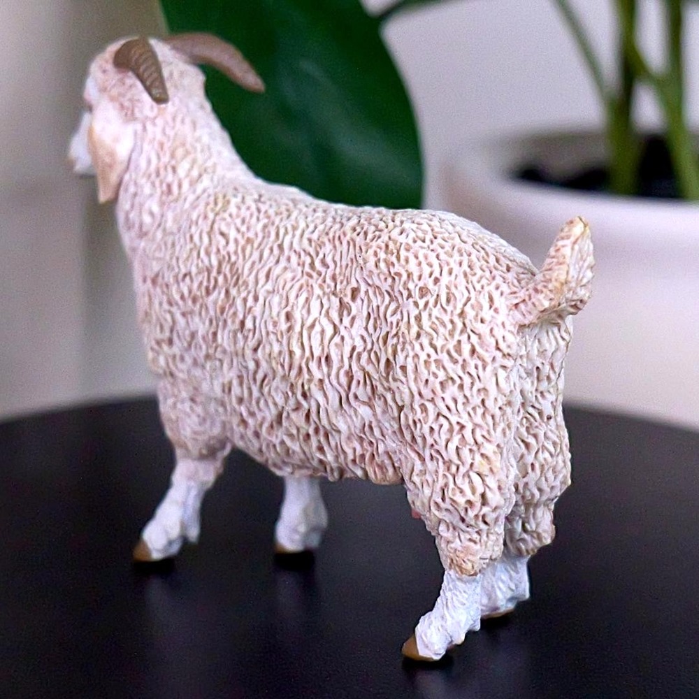 Angora Goat Farm Animal Figurine - Hand Painted Farm Animal Toy Action Figure - Picture 10 of 15